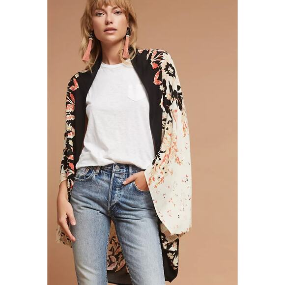 Floral Boho Peasant Rounded Kimono OSFM - Picture 1 of 7